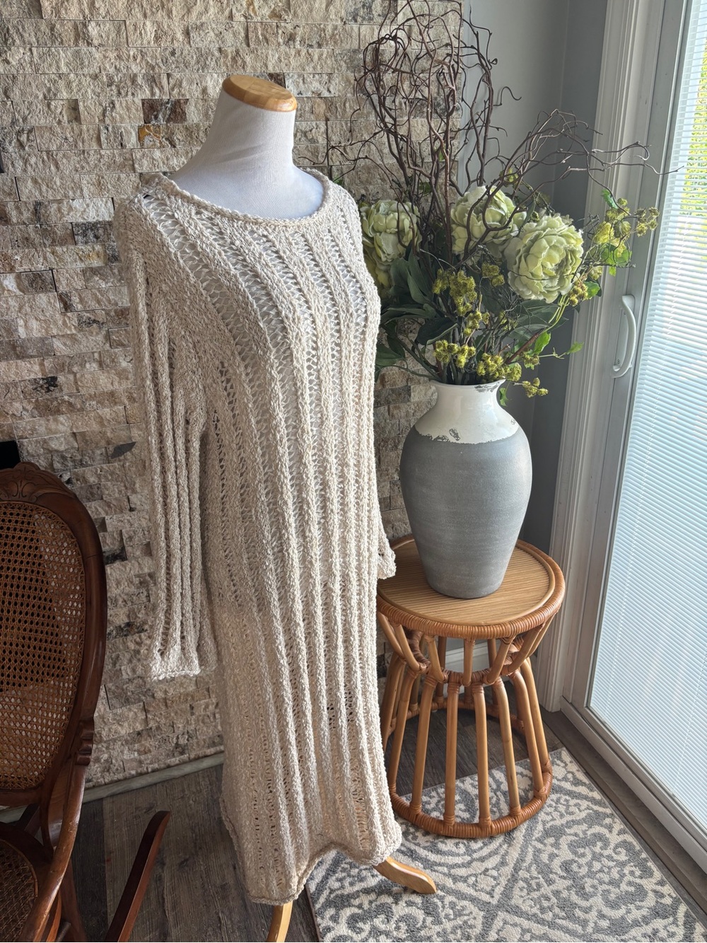 H&M Cream Knit Long Sleeve Maxi Dress